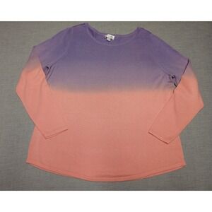 Belle Beach Kim Gravel XL Dip Dye Sweater Lavender Peach Ombre Knit Top